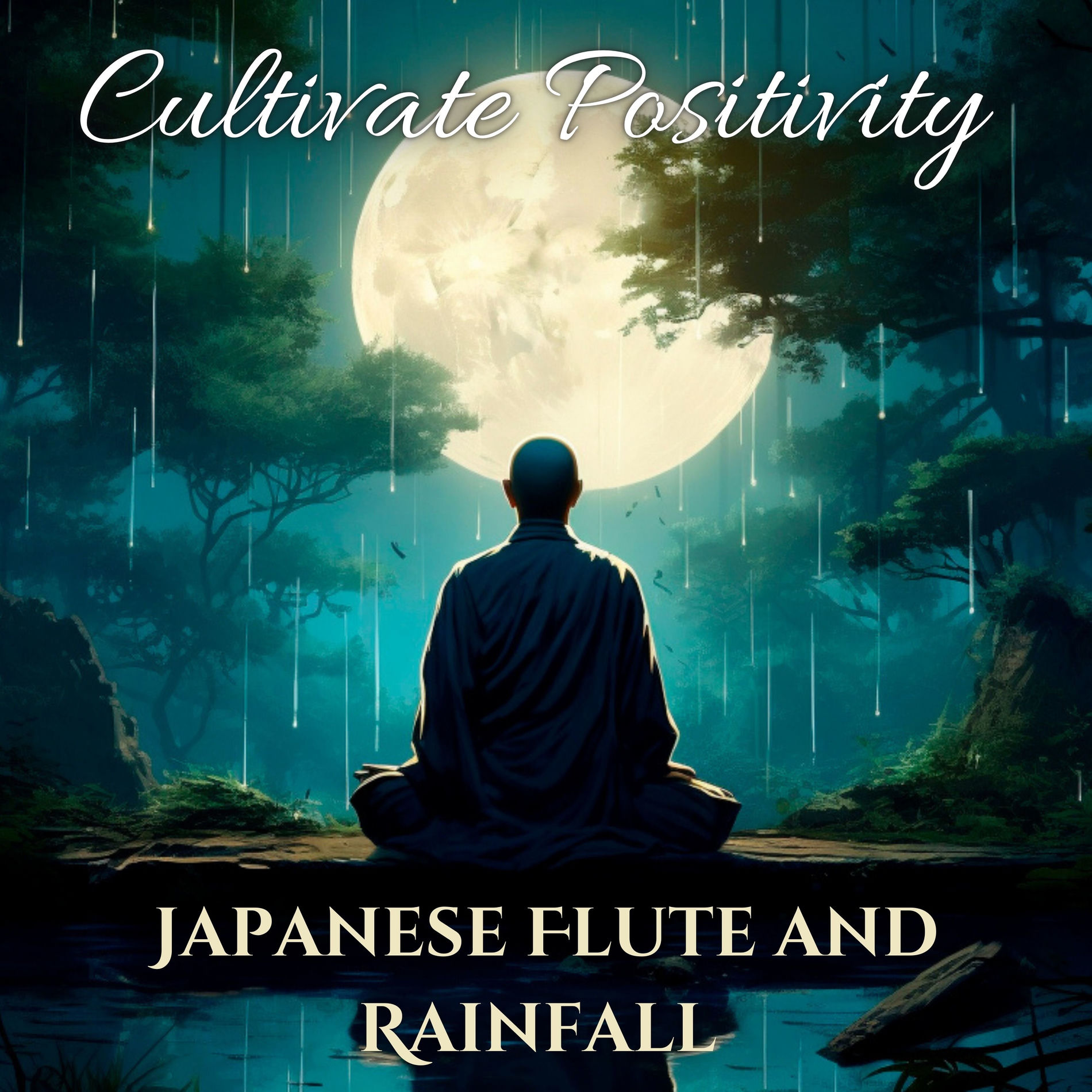 Album cover of Cultivate Positivity: Japanese Flute and Rainfall for Positive Mind and Clear Vision