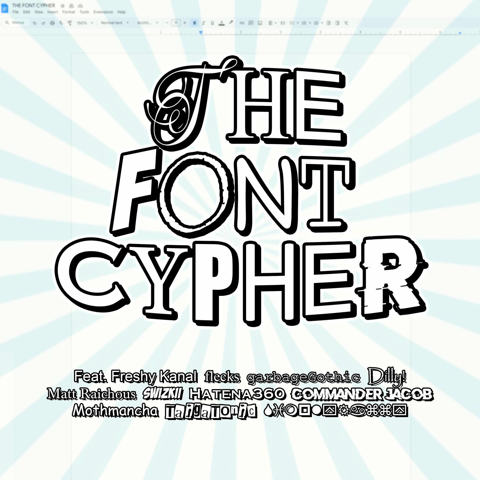 Album cover of The Font Cypher (feat. Freshy Kanal, flecks, garbageGothic, Dilly!, Matt Raichous, swizkii, Hatena360, Commander Jacob, UBERocity,