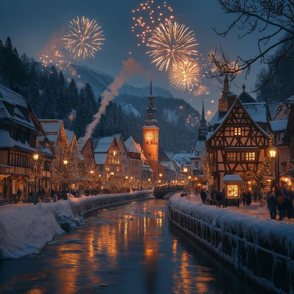 Picture of Weihnachtsfeuerwerk Im Deutschen Dorf