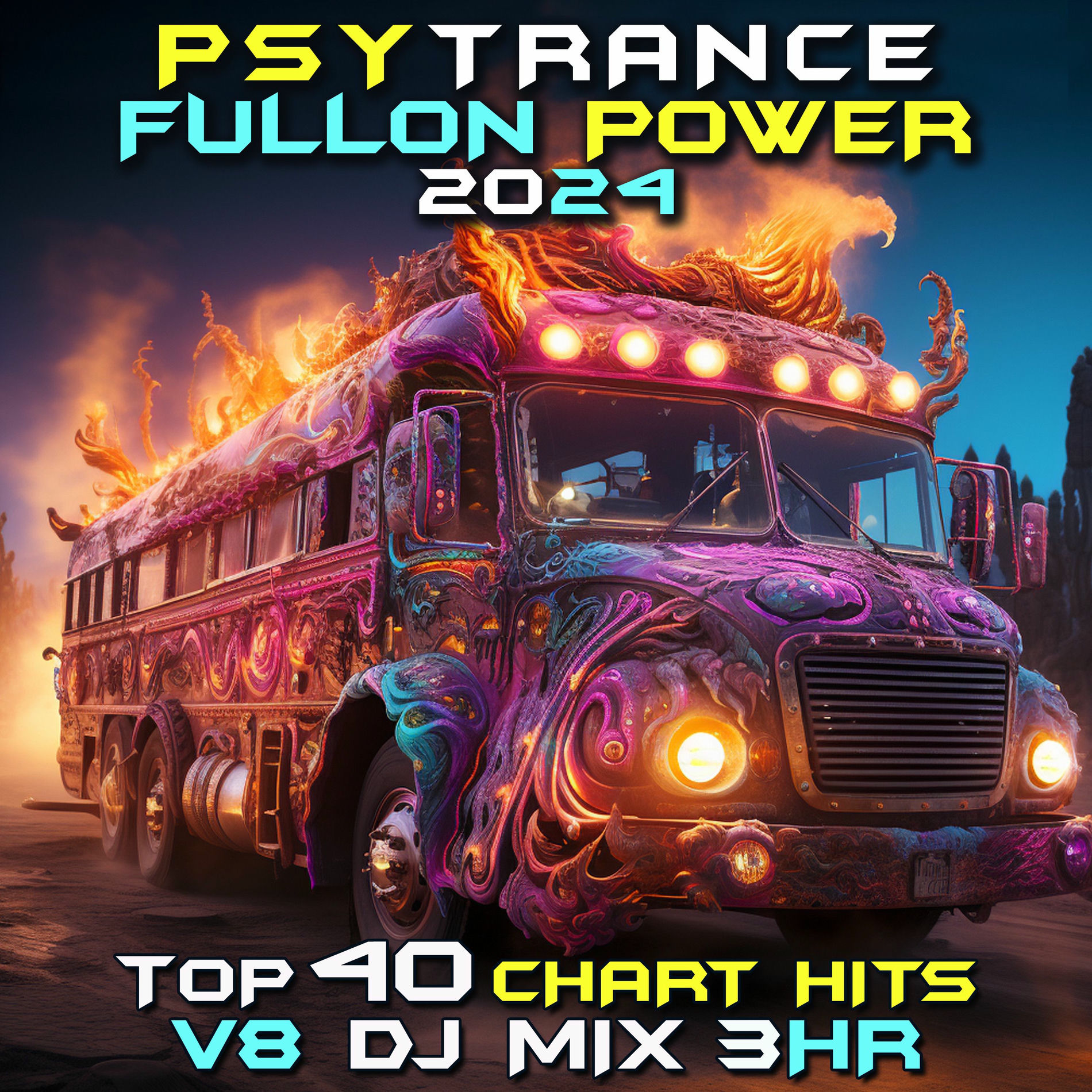 Album cover of Psy Trance Fullon Power 2024 Top 40 Chart Hits, Vol. 8 DJ Mix 3Hr