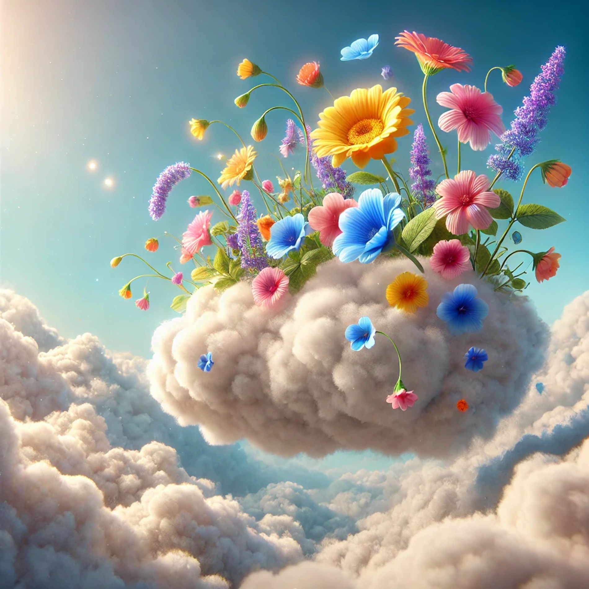 Album cover of field of flowers in the clouds