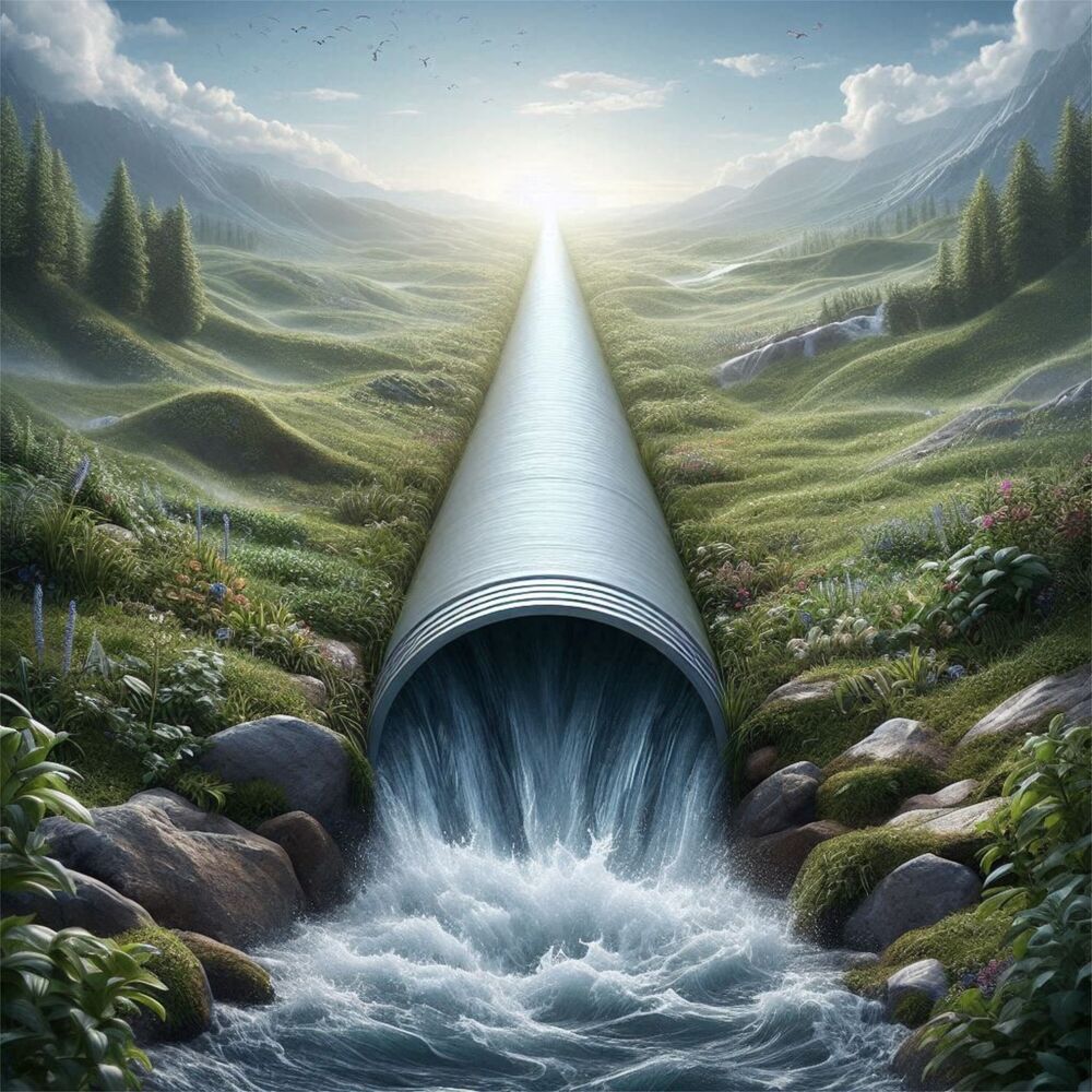 Picture of Water Falling Down a Plastic Pipe