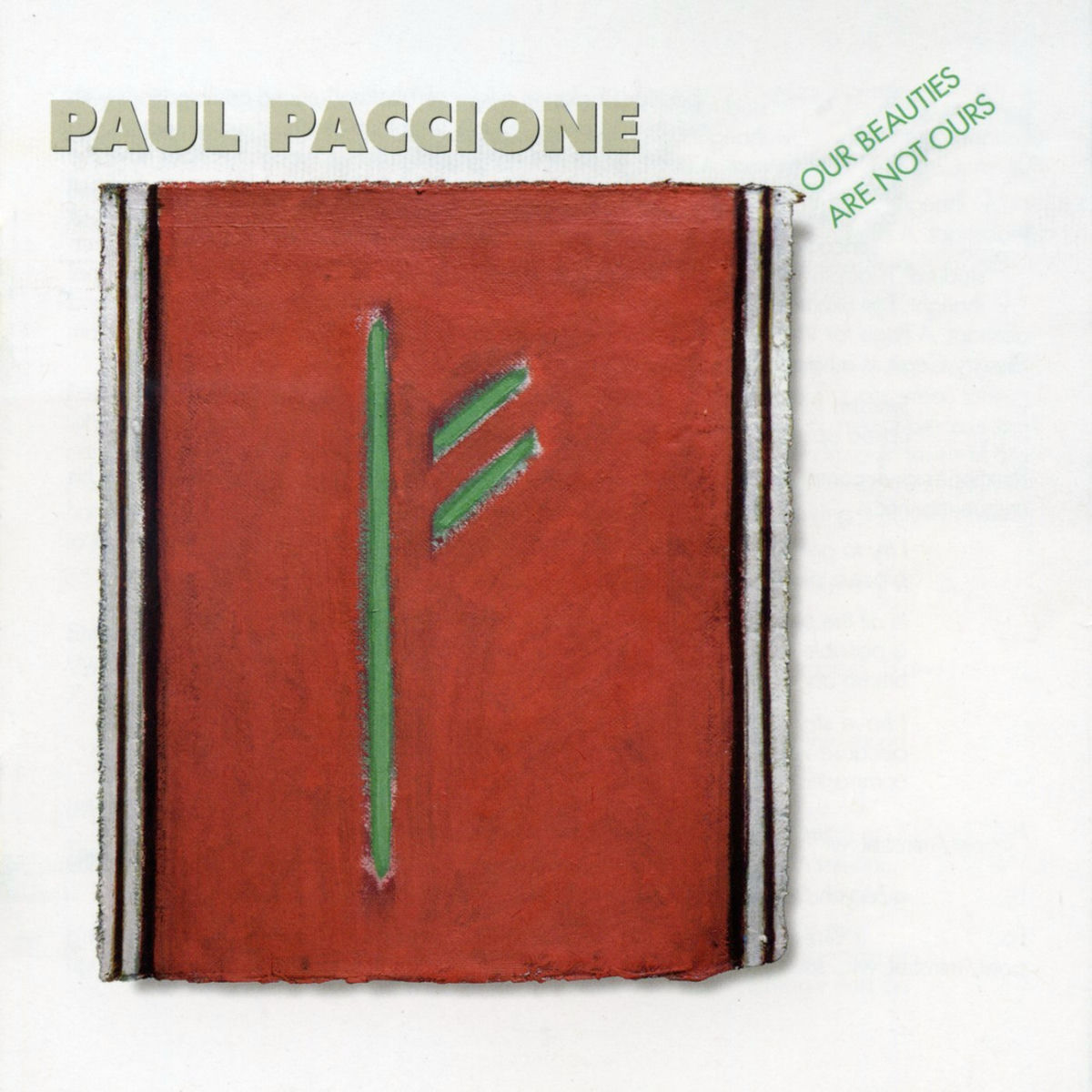 Album cover of Paul Paccione: Our Beauties Are Not Ours