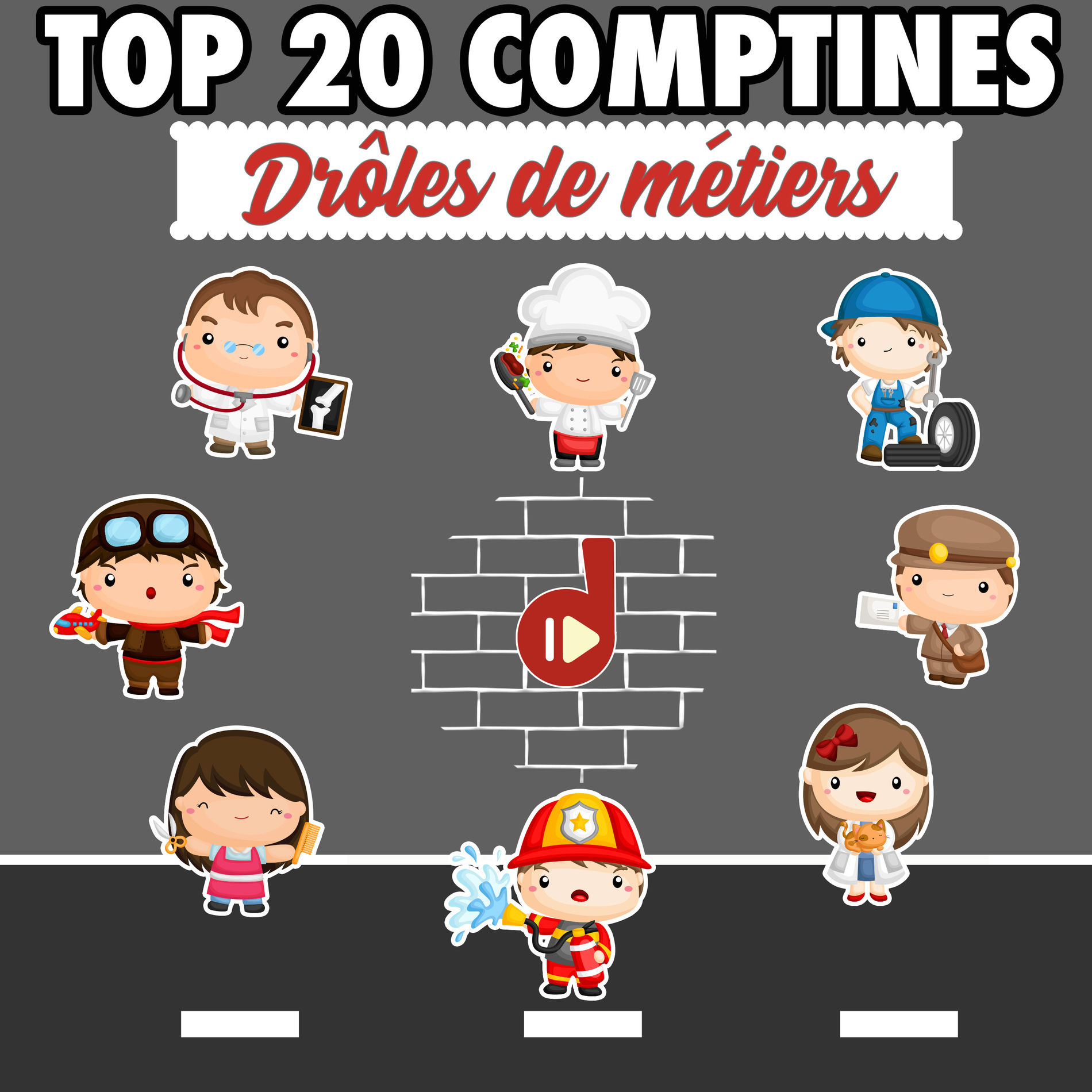 Album cover of Top 20 comptines : drôles de métiers