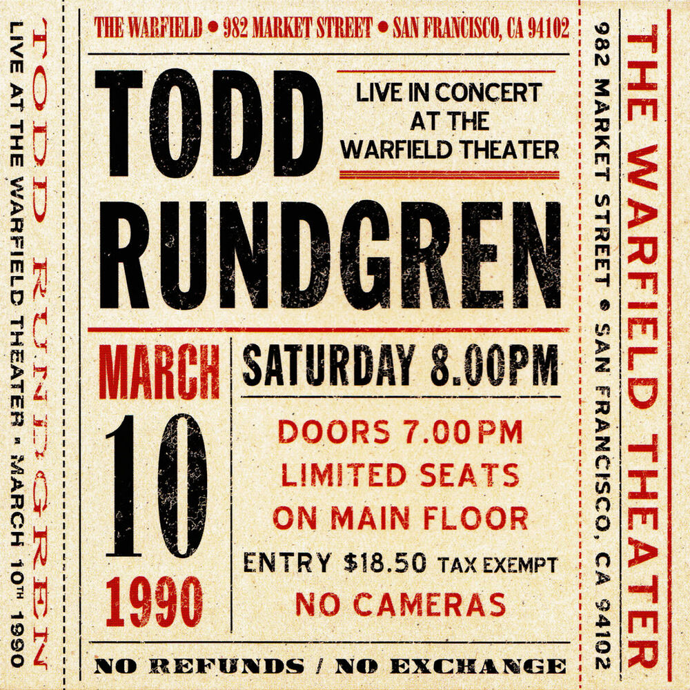 Picture of Live at The Warfield Theater, San Francisco: March 10th 1990 - Live