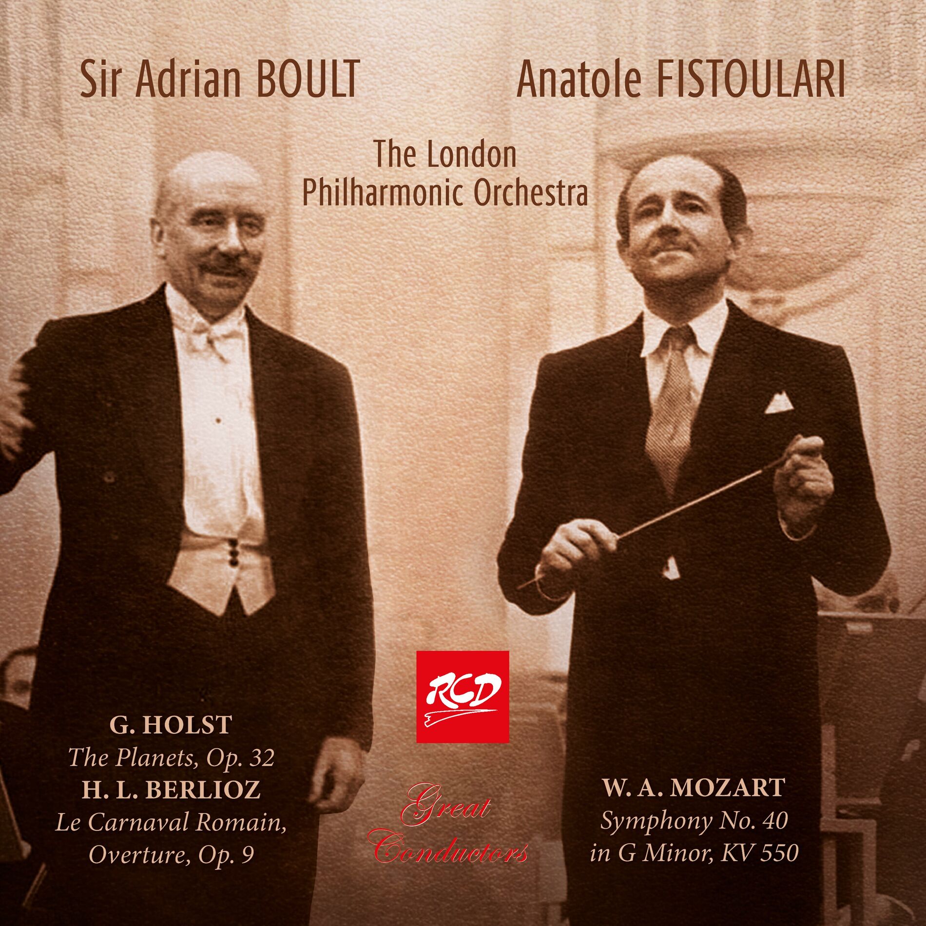 Album cover of Boult & Fistoulari (conductors): HOLST - The Planets, Op. 32 / BERLIOZ - Le Carnaval Romain, Op. 9 / MOZART - Symphony No. 40
