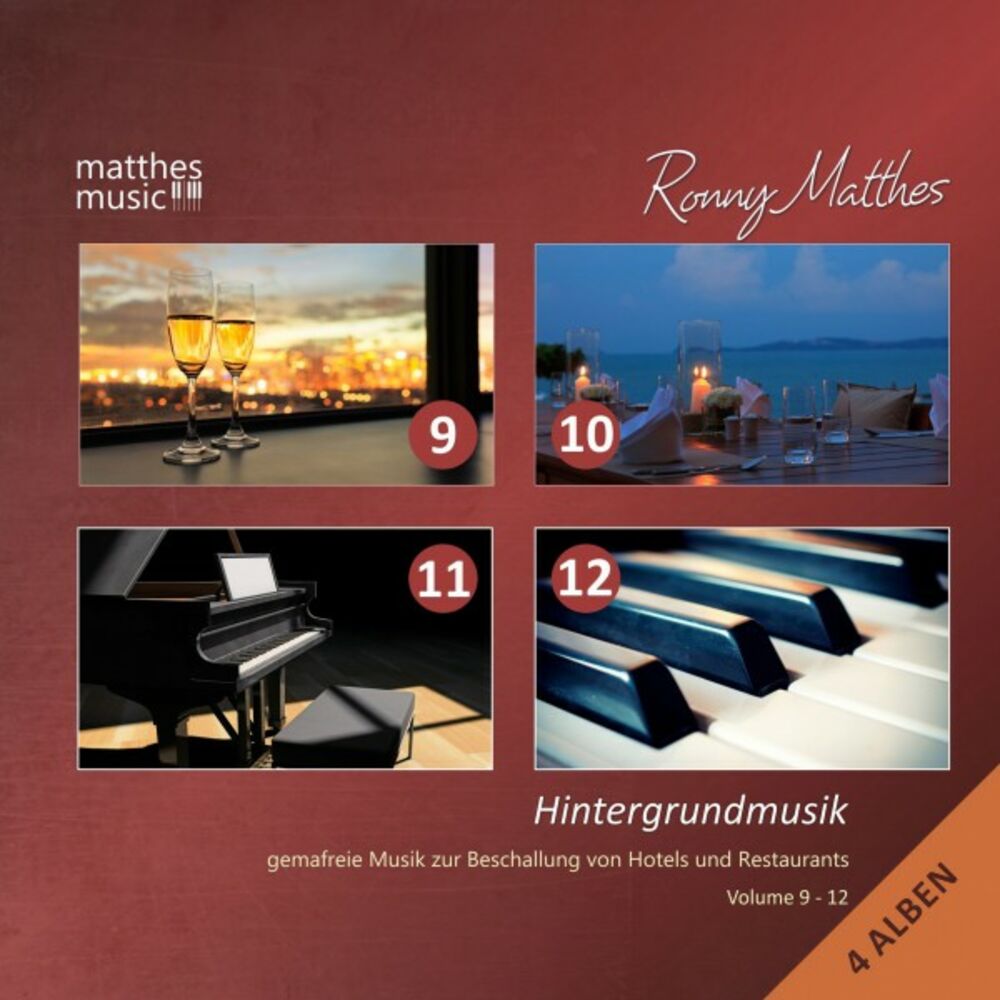 Picture of Hintergrundmusik, Vol. 9 - 12 - Gemafreie Musik für Hotels & Restaurants (inkl. Entspannungsmusik mit Piano)