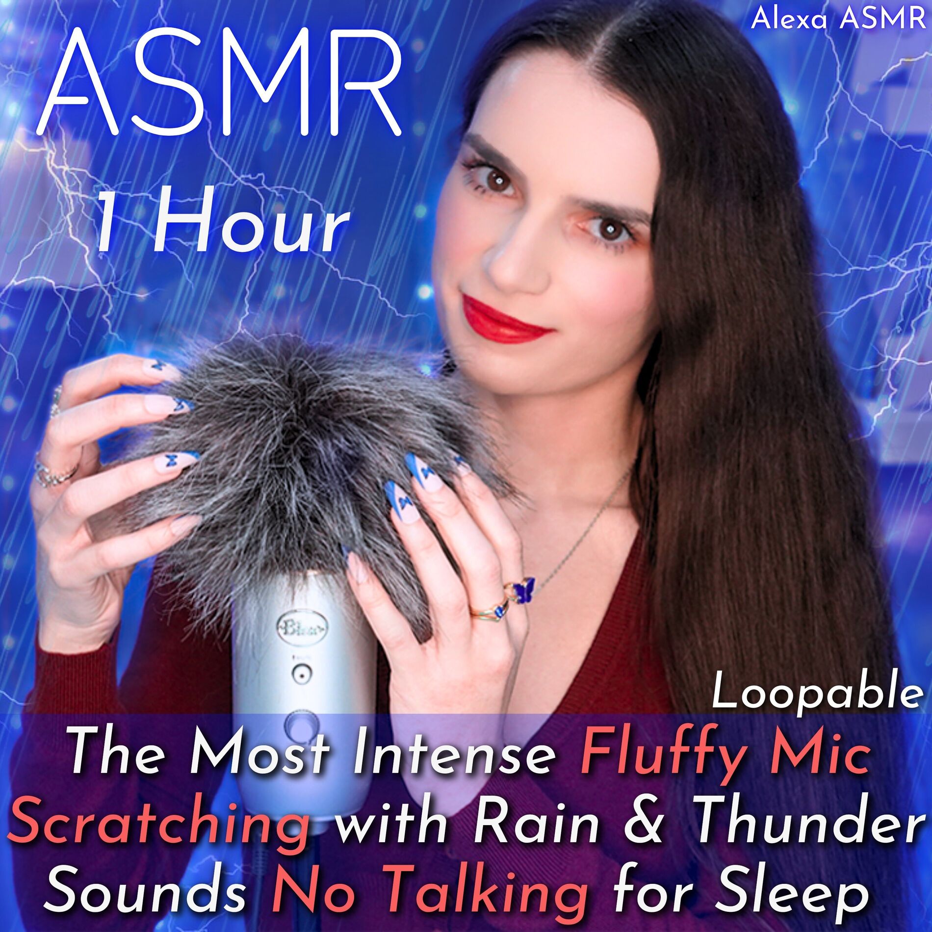 Album cover of ASMR 1 Hour - The Most Intense Fluffy Mic Scratching with Rain & Thunder Sounds No Talking for Sleep - Loopable