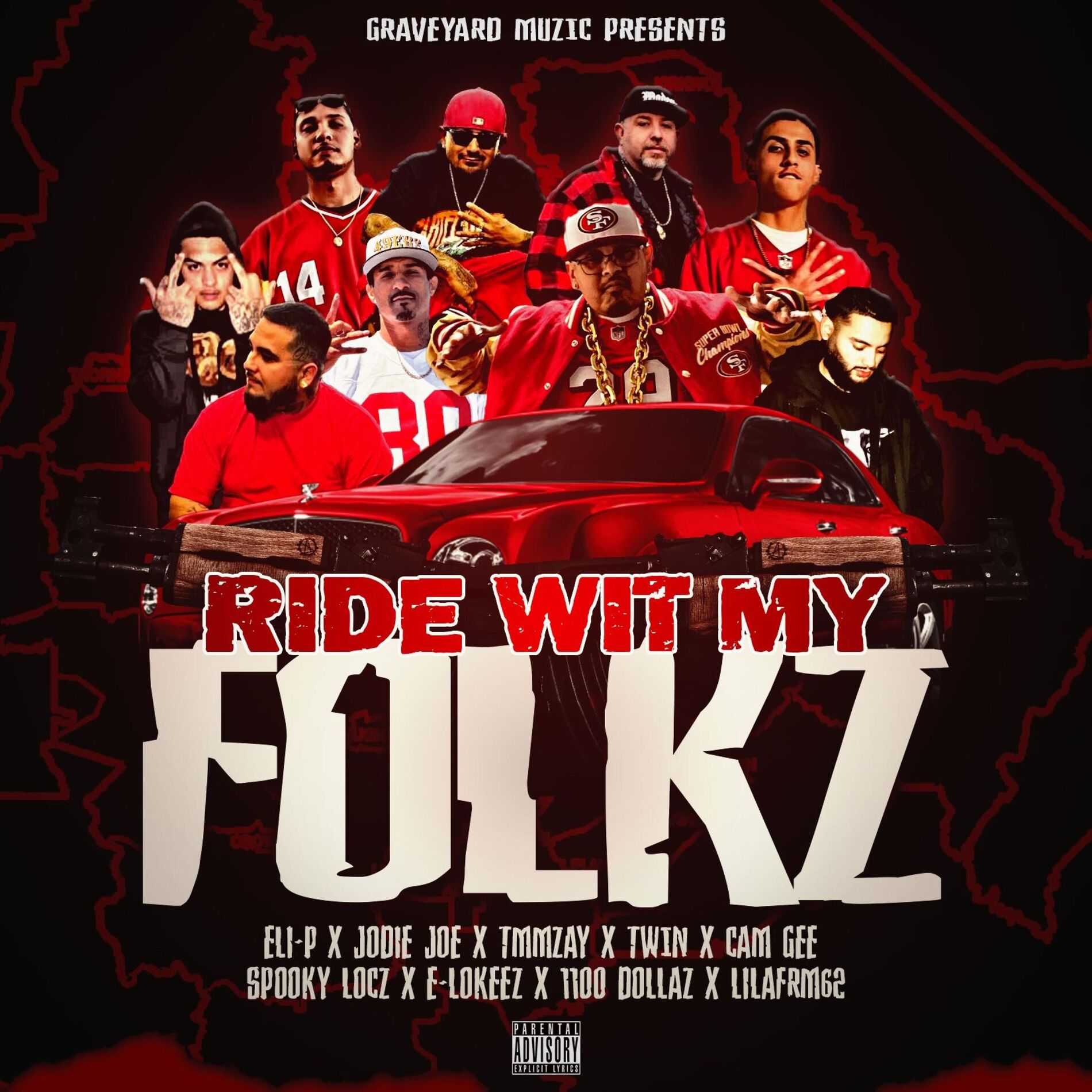 Album cover of RIDE WIT MY FOLKZ (feat. Jodie joe, Spooky locz, Tmmzay, Twin, Cam gee, 1100 dollaz, Lilafrm62 & E-lokeez)