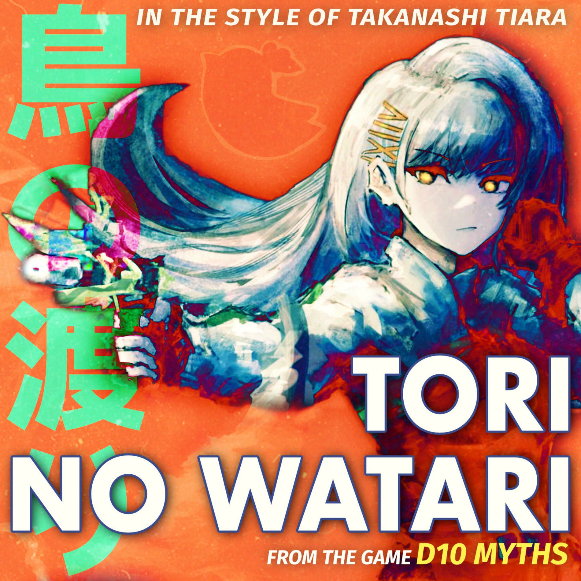 Album cover of TORI NO WATARI from the game 'D10 Myths' (in the style of Takanashi Tiara)