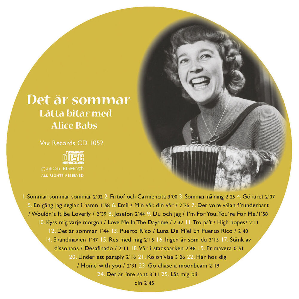 Picture of Vi minns Alice Babs 1924-2014: Det är sommar. Lätta bitar med Alice Babs