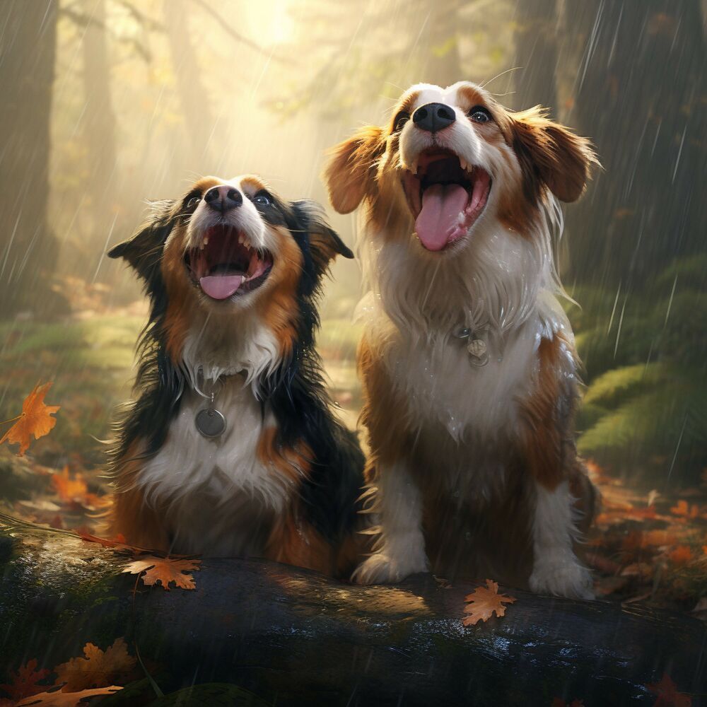 Picture of Rainy Canines Melody: Enchanted Mystical Serenity