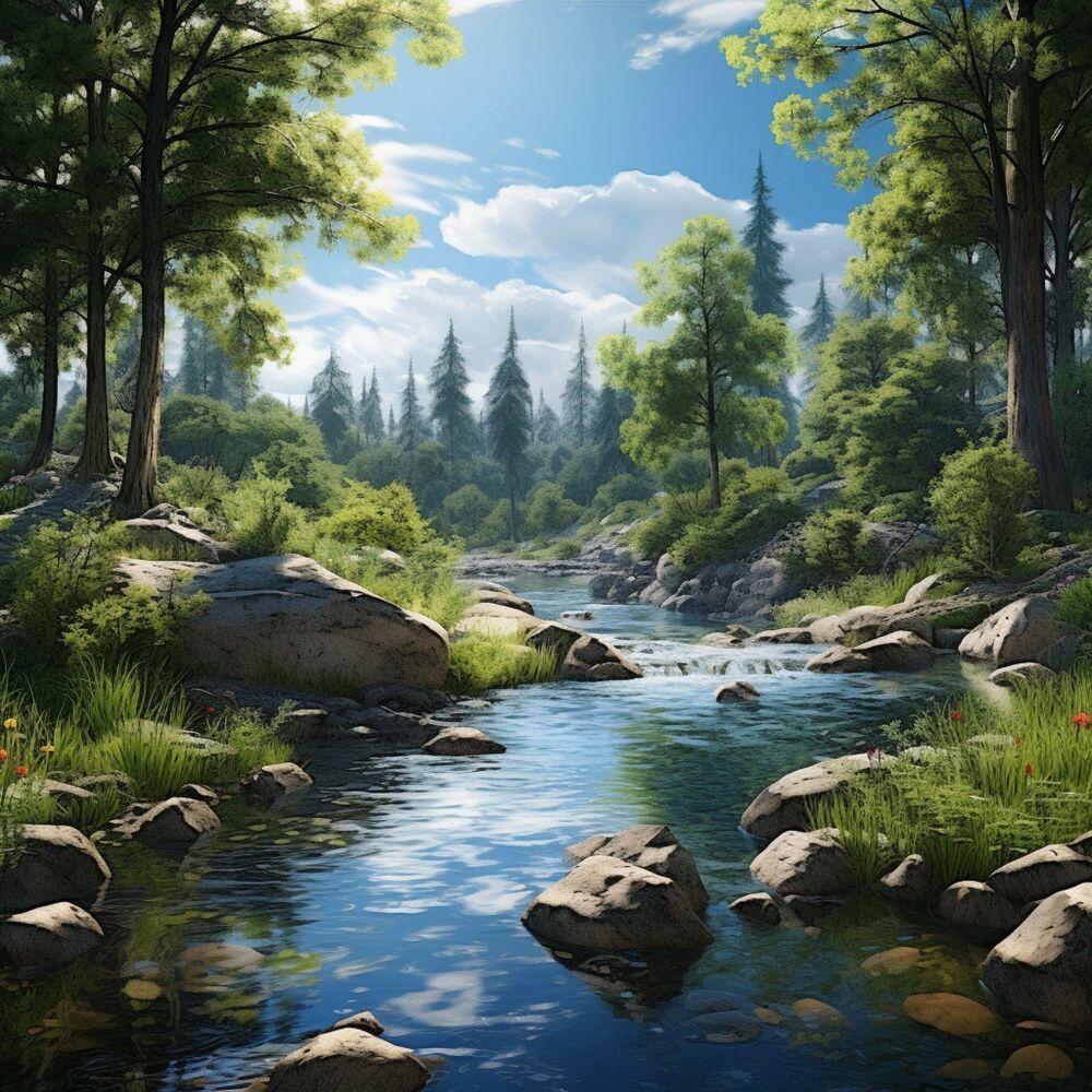 Picture of Rhythmic Cascades: Relaxing Waters and Music Harmony