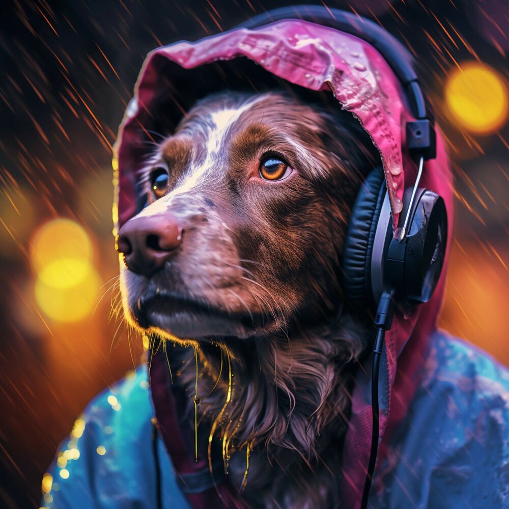 Picture of Rainy Doghouse Serenity: Raindrop Canine Sleep Hymn