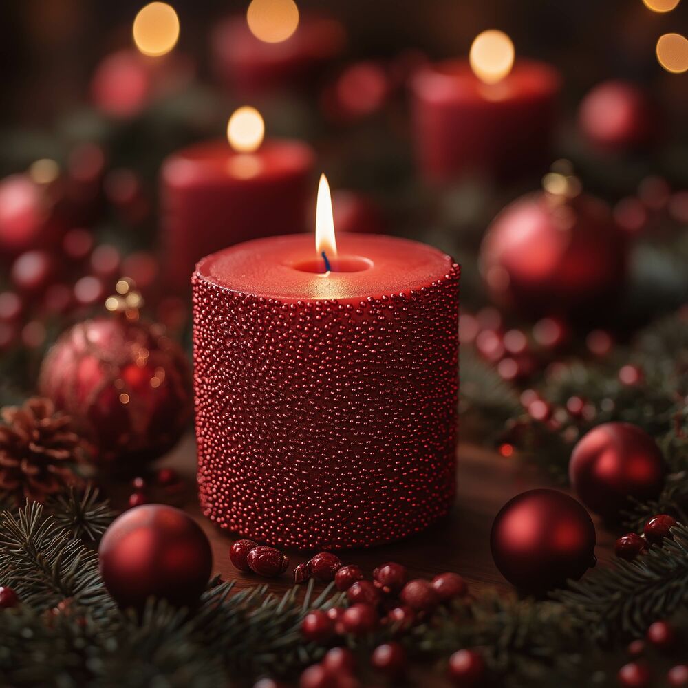 Picture of Sweet Red Candle on Christmas