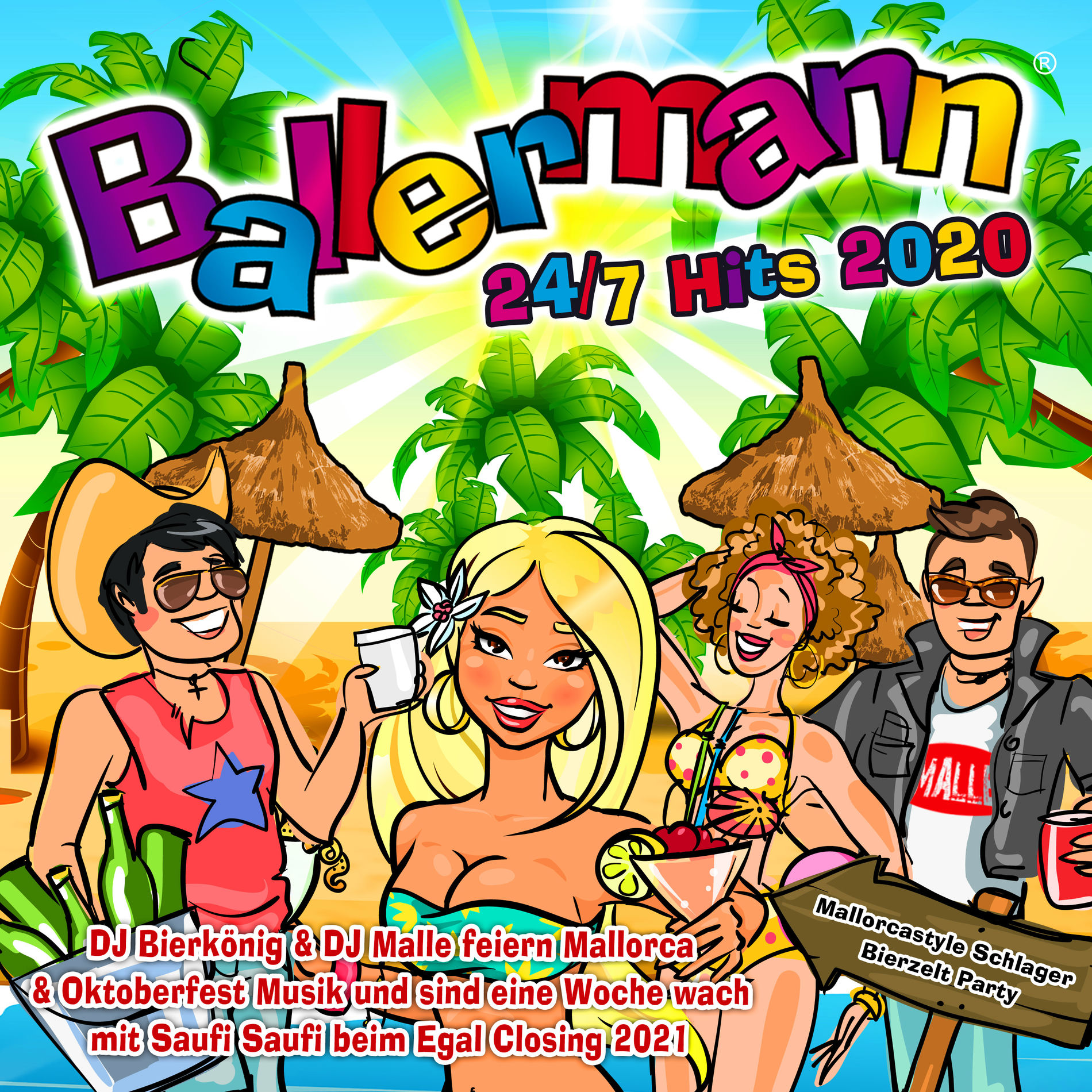 Album cover of Ballermann 24/7 Hits 2020 (Mallorcastyle Schlager Bierzelt Party - DJ Bierkönig & DJ Malle feiern Mallorca & Oktoberfest Musik