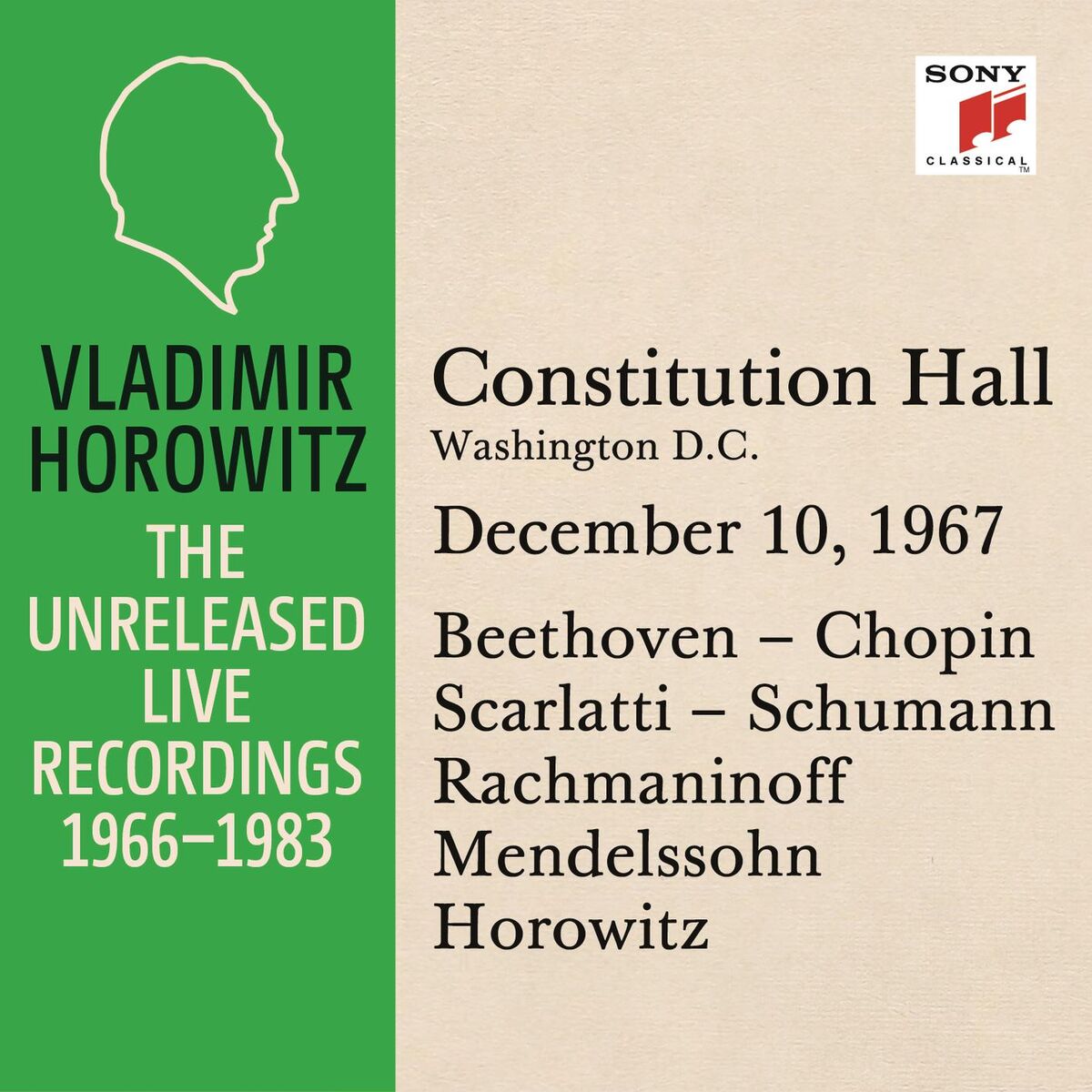 Album cover of Vladimir Horowitz in Recital at Constitution Hall, Washington D.C., December 10, 1967