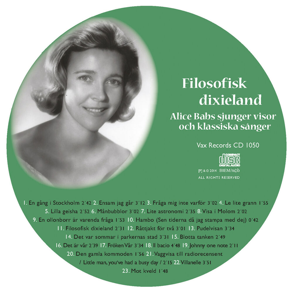 Picture of Vi minns Alice Babs 1924-2014. Filosofisk dixieland - Alice Babs sjunger visor och klassiska sånger