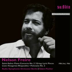 Cover of Nelson Freire plays Saint-Saëns' Piano Concerto No. 2 and Piano Works by Grieg & Liszt