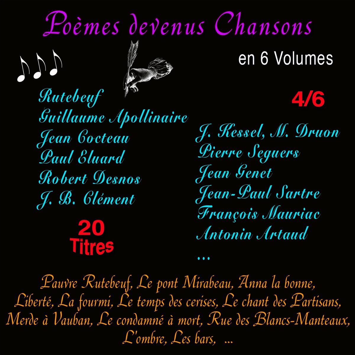 Album cover of Poèmes devenus chansons, vol. 4 (20 titres)