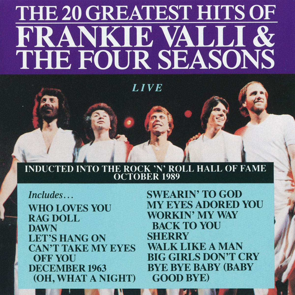 Album cover of The 20 Greatest Hits of Frankie Valli And The Four Seasons Live