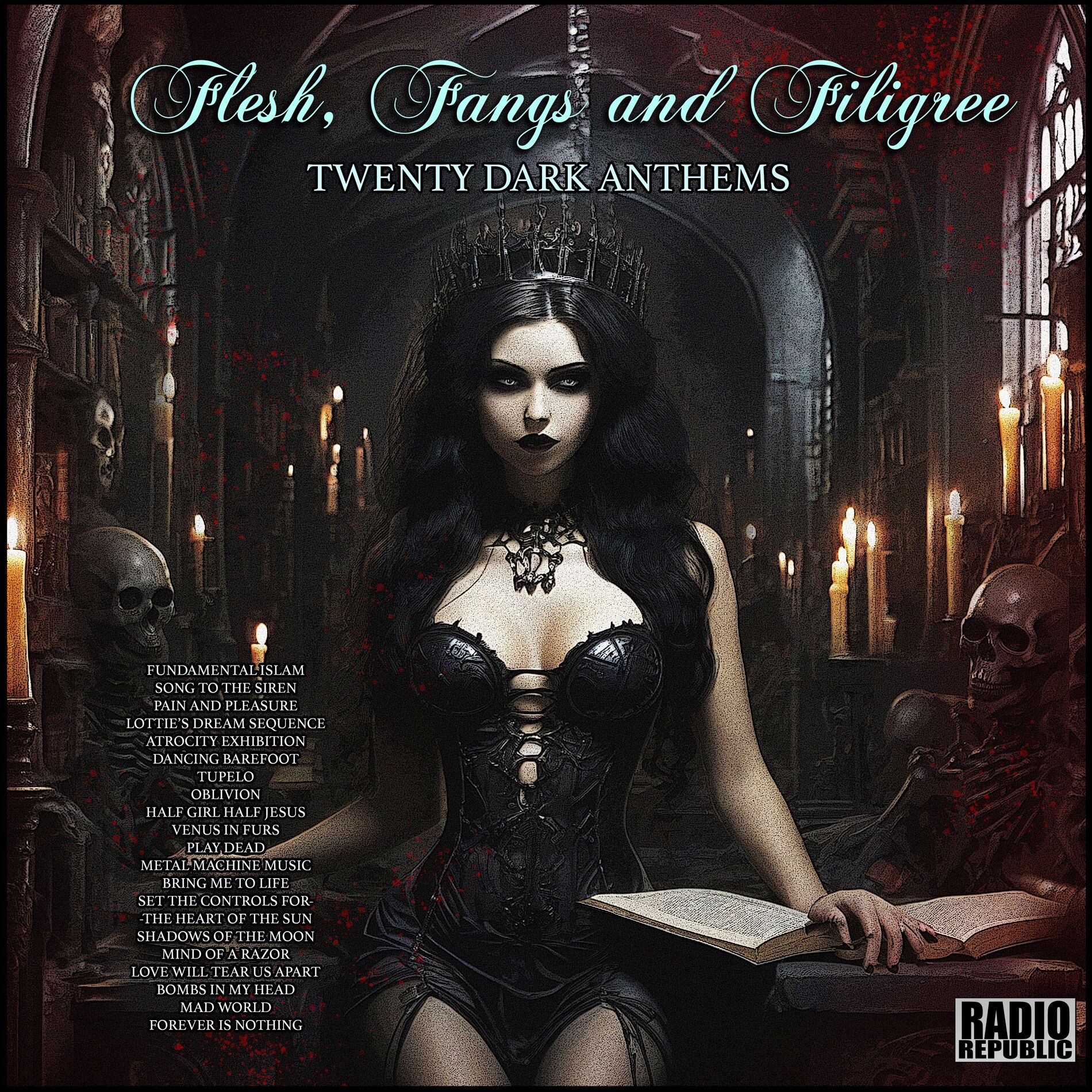 Album cover of Flesh, Fangs and Filigree - 20 Dark Anthems