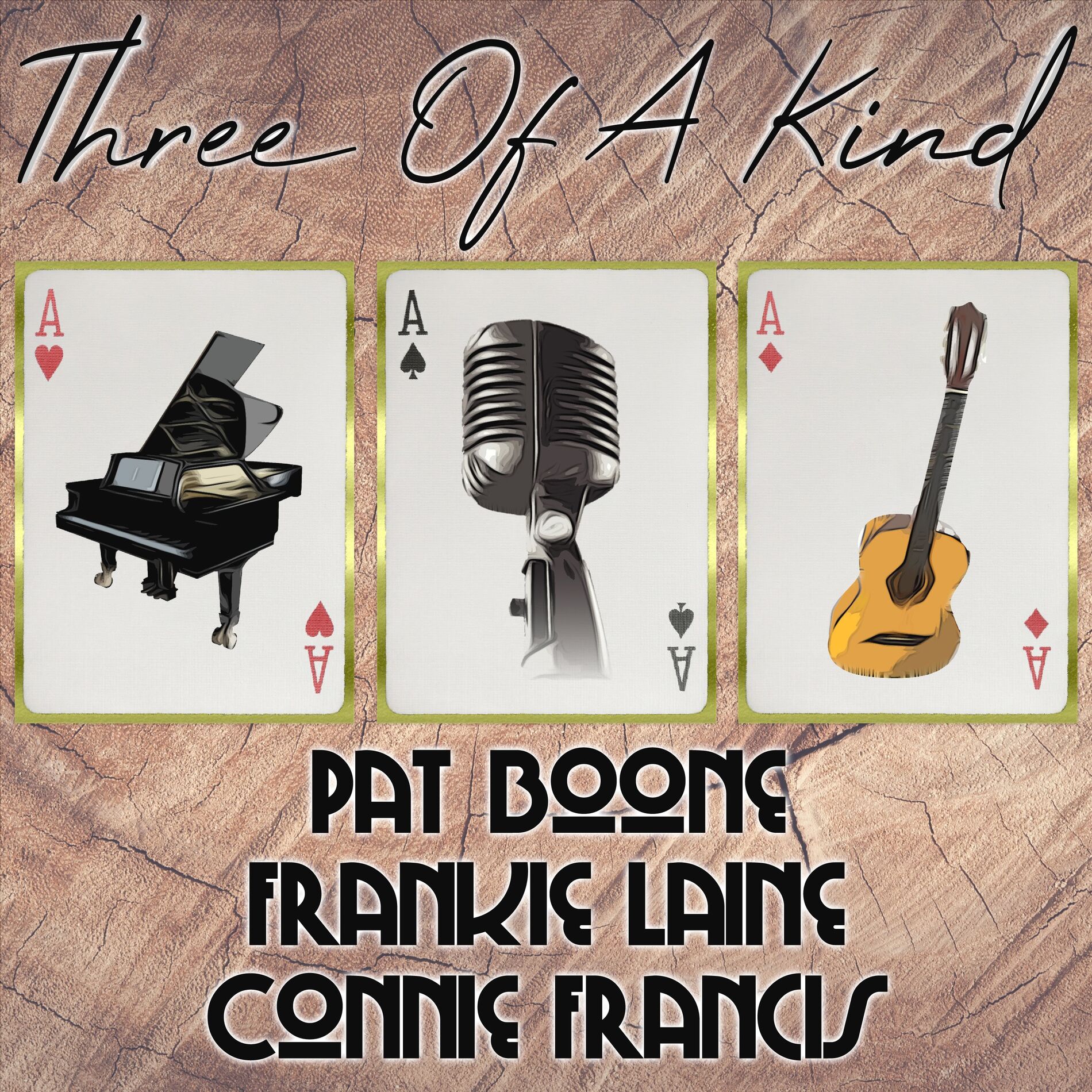 Album cover of Three of a Kind: Pat Boone, Frankie Laine, Connie Francis