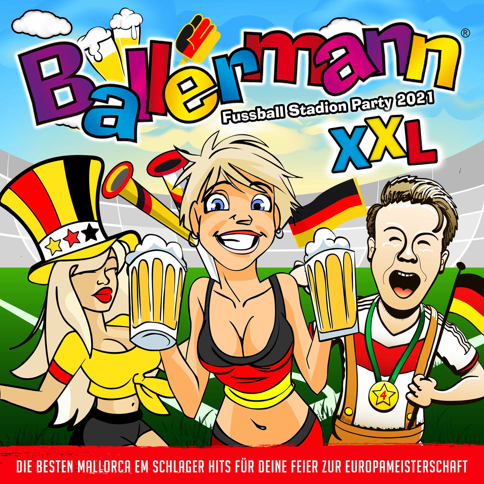 Album cover of Ballermann Fussball Stadion Party 2021 XXL (Die besten EM Schlager Hits für deine Feier zur Europameisterschaft)